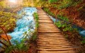 Wooden Path Near Stream Landscape Painting from Photos to Art